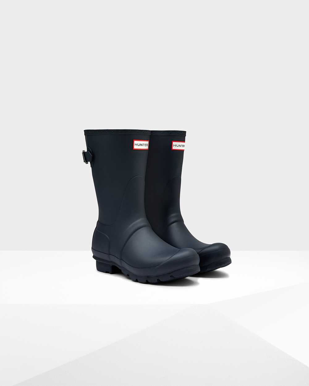 Hunter Original Short Back Adjustable Women's Rain Boots NZ-49976U Navy